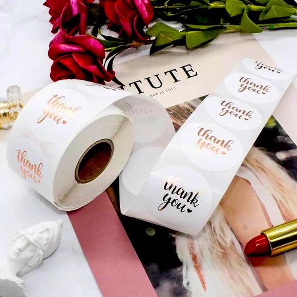 Office | 10 Rose Gold 1 Inch Thank You Stickers | Poshmark